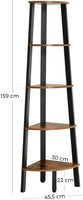 Rustic Brown Metal Frame 5 Tier Corner Shelf Furniture Kings Warehouse 