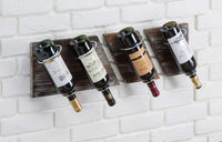 Rustic Wood and Metal Wine Rack Set for 4 Bottle Storage Holder for Home Bar Kitchen Living Room Kings Warehouse 