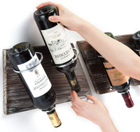 Rustic Wood and Metal Wine Rack Set for 4 Bottle Storage Holder for Home Bar Kitchen Living Room Kings Warehouse 