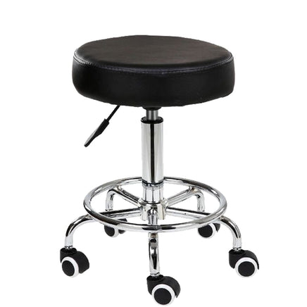 Salon Chair Bar Swivel Stool Office Roller Wheels Portable Height Adjust Leather BS8401 Furniture Kings Warehouse 