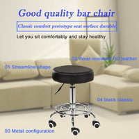 Salon Chair Bar Swivel Stool Office Roller Wheels Portable Height Adjust Leather BS8401 Furniture Kings Warehouse 