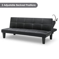 Sarantino 2 Seater Modular Faux Leather Fabric Sofa Bed Couch - Black Kings Warehouse 