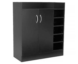 Sarantino 21 Pairs Shoe Cabinet Rack Storage Organiser 80 x 30 x 90cm in Black Furniture Kings Warehouse 