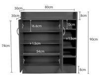 Sarantino 21 Pairs Shoe Cabinet Rack Storage Organiser 80 x 30 x 90cm in Black Furniture Kings Warehouse 