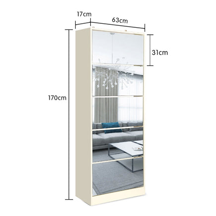 Sarantino 24 Pairs Shoe Cabinet Rack Storage Cupboard Organiser Shelf 5 Level Drawers Home & Garden Kings Warehouse 