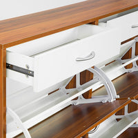 Sarantino 24 Pairs Shoe Cabinet Rack Storage Cupboard Organiser Shelf Walnut Drawers Chest Furniture Kings Warehouse 