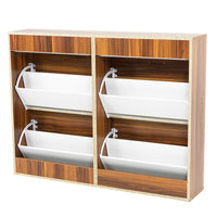 Sarantino 24 Pairs Shoe Cabinet Rack Storage Cupboard Organiser Shelf Walnut Drawers Chest Furniture Kings Warehouse 