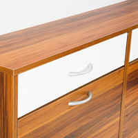 Sarantino 24 Pairs Shoe Cabinet Rack Storage Cupboard Organiser Shelf Walnut Drawers Chest Furniture Kings Warehouse 