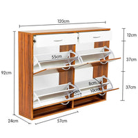 Sarantino 24 Pairs Shoe Cabinet Rack Storage Cupboard Organiser Shelf Walnut Drawers Chest Kings Warehouse 