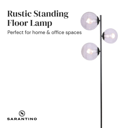 Sarantino 3-Light Black Metal Floor Lamp Kings Warehouse 