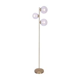 Sarantino 3-Light Gold Metal Floor Lamp with Glass Shades Kings Warehouse 
