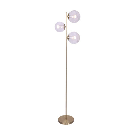 Sarantino 3-Light Gold Metal Floor Lamp with Glass Shades Kings Warehouse 