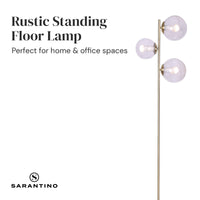 Sarantino 3-Light Gold Metal Floor Lamp with Glass Shades Kings Warehouse 