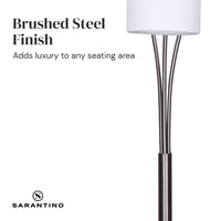 Sarantino 3-Light Metal Arc Floor Lamp - Nickel & Marble Finish Kings Warehouse 