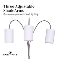 Sarantino 3-Light Metal Arc Floor Lamp - Nickel & Marble Finish Kings Warehouse 