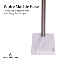 Sarantino 3-Light Metal Arc Floor Lamp - Nickel & Marble Finish Kings Warehouse 