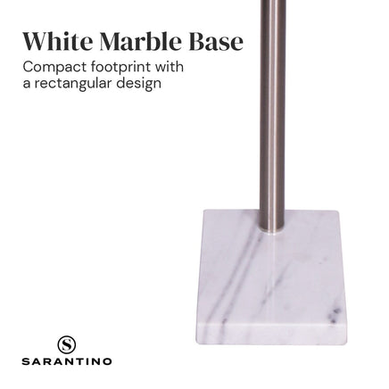 Sarantino 3-Light Metal Arc Floor Lamp - Nickel & Marble Finish Kings Warehouse 