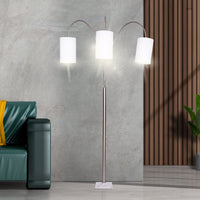 Sarantino 3-Light Metal Arc Floor Lamp - Nickel & Marble Finish Kings Warehouse 