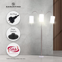 Sarantino 3-Light Metal Arc Floor Lamp - Nickel & Marble Finish Kings Warehouse 