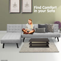 Sarantino 3-seater Corner Sofa Bed With Lounge Chaise Couch Furniture Light Grey Kings Warehouse 