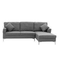 Sarantino 3 Seater Linen Sofa Lounge Left Side Chaise Couch Furniture Dark Grey L-shaped Kings Warehouse 