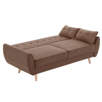 Sarantino 3 Seater Modular Linen Fabric Sofa Bed Couch Futon Suite - Brown Kings Warehouse 