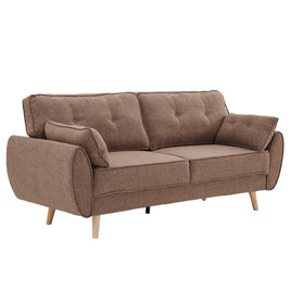 Sarantino 3 Seater Modular Linen Fabric Sofa Bed Couch Futon Suite - Brown Kings Warehouse 