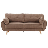 Sarantino 3 Seater Modular Linen Fabric Sofa Bed Couch Futon Suite - Brown Kings Warehouse 