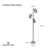 Sarantino 3-Shade Metal Floor Lamp Nickel & Matte Black Finish Kings Warehouse 