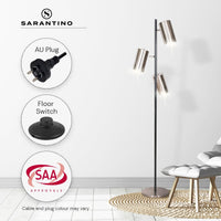 Sarantino 3-Shade Metal Floor Lamp Nickel & Matte Black Finish Kings Warehouse 