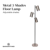 Sarantino 3-Shade Metal Floor Lamp Nickel & Matte Black Finish Kings Warehouse 