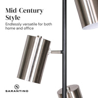 Sarantino 3-Shade Metal Floor Lamp Nickel & Matte Black Finish Kings Warehouse 