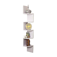 Sarantino 5 Tier Corner Wall Shelf Display Shelves Dvd Book Storag Rack Floating Mounted - White Kings Warehouse 