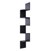 Sarantino 5 Tier Corner Wall Shelf Display Shelves Dvd Book Storage Rack Floating Mounted - Black Kings Warehouse 