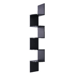 Sarantino 5 Tier Corner Wall Shelf Display Shelves Dvd Book Storage Rack Floating Mounted - Black Kings Warehouse