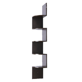 Sarantino 5 Tier Corner Wall Shelf Display Shelves Dvd Book Storage Rack Floating Mounted - Dark Brown Kings Warehouse