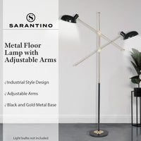 Sarantino Adjustable Two Light Lamp Black and Gold Finish Kings Warehouse 