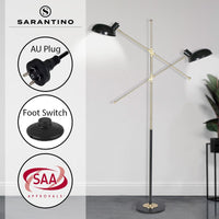 Sarantino Adjustable Two Light Lamp Black and Gold Finish Kings Warehouse 