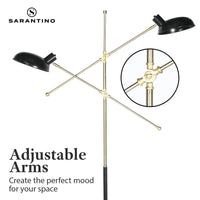 Sarantino Adjustable Two Light Lamp Black and Gold Finish Kings Warehouse 