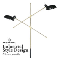 Sarantino Adjustable Two Light Lamp Black and Gold Finish Kings Warehouse 