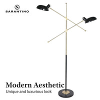 Sarantino Adjustable Two Light Lamp Black and Gold Finish Kings Warehouse 