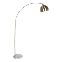 Sarantino Arc Floor Lamp Antique Brass Finish with Marble Base Kings Warehouse 