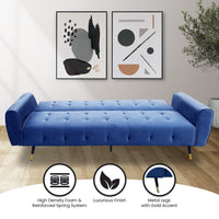 Sarantino Ava 3-seater Tufted Velvet Sofa Bed By Sarantino - Blue Kings Warehouse 