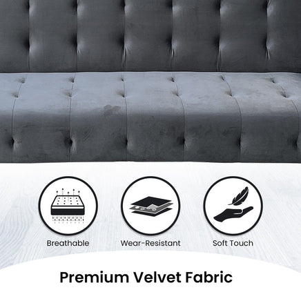 Sarantino Ava 3-seater Tufted Velvet Sofa Bed By Sarantino - Dark Grey Kings Warehouse 