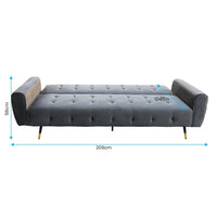 Sarantino Ava 3-seater Tufted Velvet Sofa Bed By Sarantino - Dark Grey Kings Warehouse 