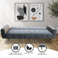 Sarantino Ava 3-seater Tufted Velvet Sofa Bed By Sarantino - Dark Grey Kings Warehouse 