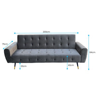 Sarantino Ava 3-seater Tufted Velvet Sofa Bed By Sarantino - Dark Grey Kings Warehouse 