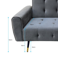 Sarantino Ava 3-seater Tufted Velvet Sofa Bed By Sarantino - Dark Grey Kings Warehouse 