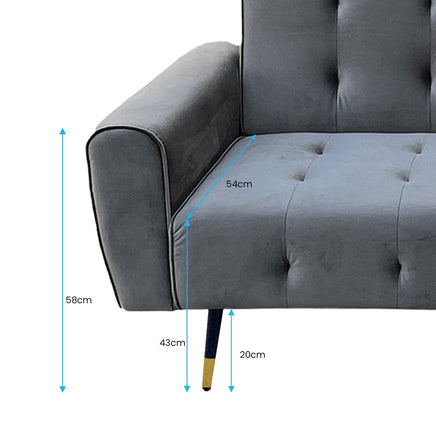 Sarantino Ava 3-seater Tufted Velvet Sofa Bed By Sarantino - Dark Grey Kings Warehouse 