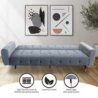 Sarantino Ava 3-seater Tufted Velvet Sofa Bed By Sarantino - Light Grey Kings Warehouse 